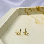 عکس مدل گوشواره میخی لیزر طلا فانتزی با وزن سبک