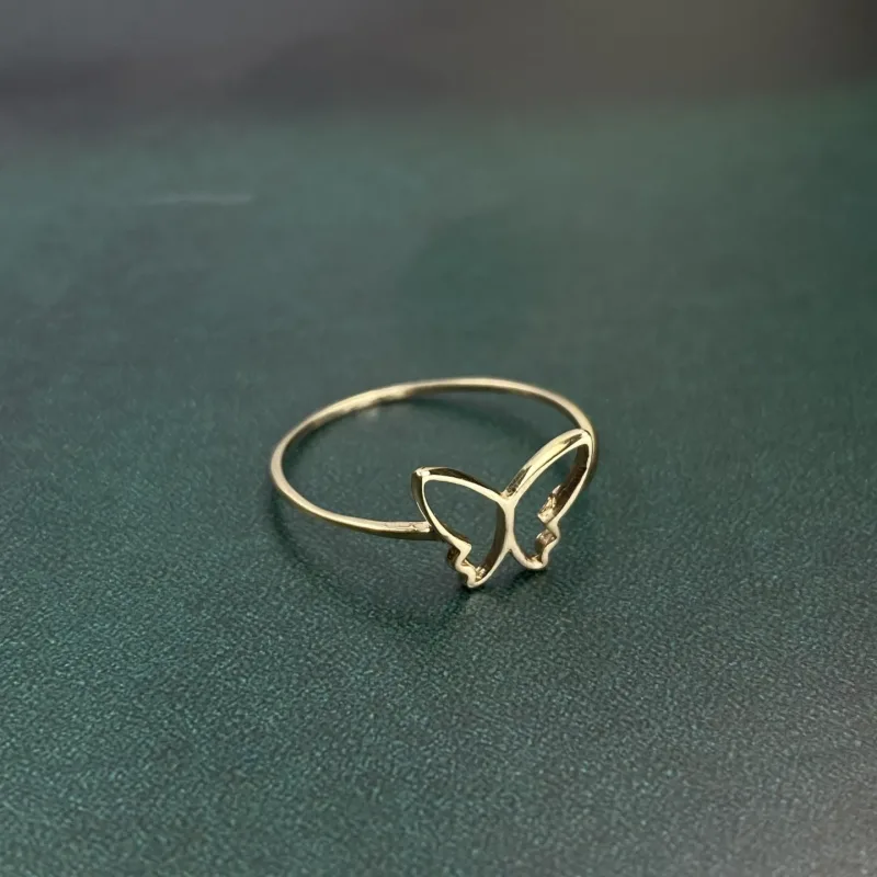 عکس انگشتر مینیمال طلا پروانه ای