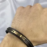قیمت خرید دستبند چرم طلا مردانه