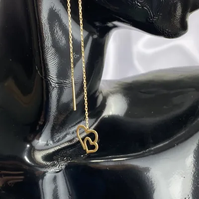 عکس گوشواره طلا بخیه ای طرح قلب