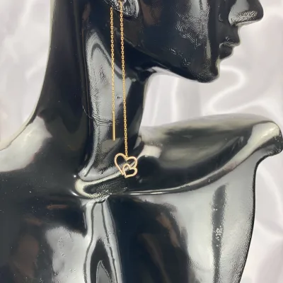 گوشواره طلا بخیه طرح قلب دو تایی