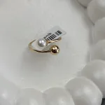 عکس انگشتر طلا بنگل طرح دو سر مروارید و گوی