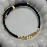 قیمت خرید دستبند چرم و طلا طرح طناب