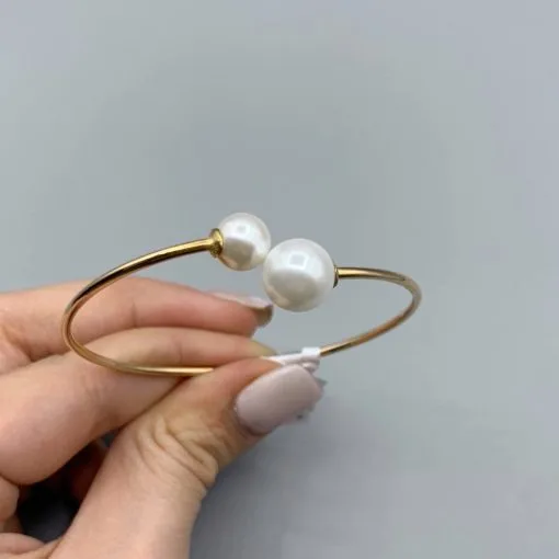 دستبند بنگل دو سر مروارید