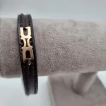 دستبند چرم طلا بند قهوه ای