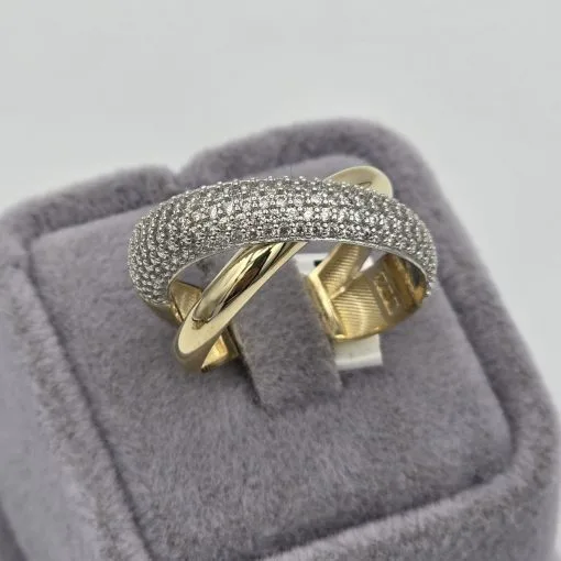 انگشتر لوکس طلا زنانه طرح دو باندی