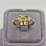 انگشتر طلا زنانه طرح Tتیفانی مینادار قرمز