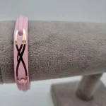 دستبند امگا طلا چرم صورتی زنانه