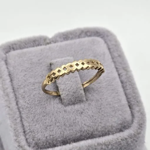 انگشتر مینیمال وسط لوزی خالی طلا زنانه کد 1267