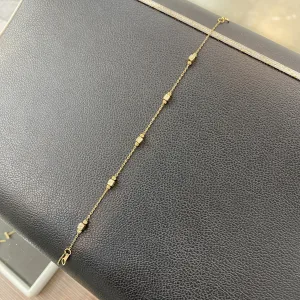 دستبند طلا زنجیر و مکعب دست دوم دخترانه با اجرت کم