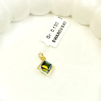 پلاک طلا سواروسکی زنانه و دخترانه طرح مکعب