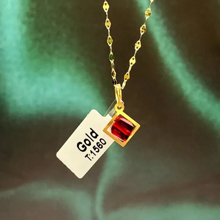 قیمت گردنبند طلا سواروسکی مکعب قرمز دخترانه و زنانه کم وزن