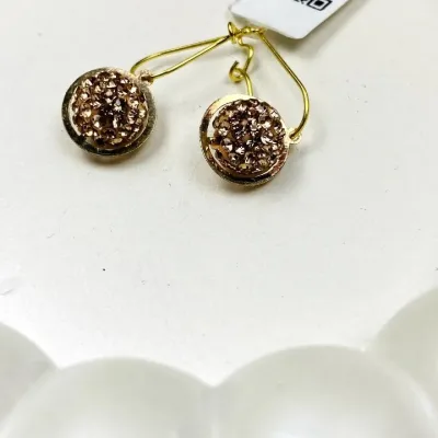 عکس پلاک طلا سواروسکی دوتایی نگین دار دخترانه و زنانه