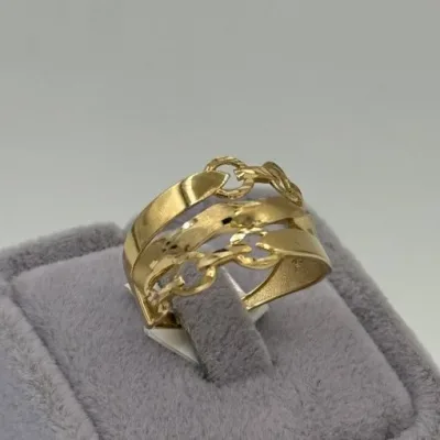 عکس انگشترطلا زنانه پورتوفینو زنجیر نصفه دو ور 18 عیار