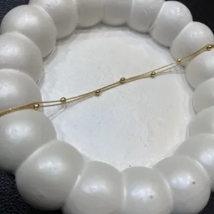 دستبند طلا دخترانه  دو رج گوی کم وزن