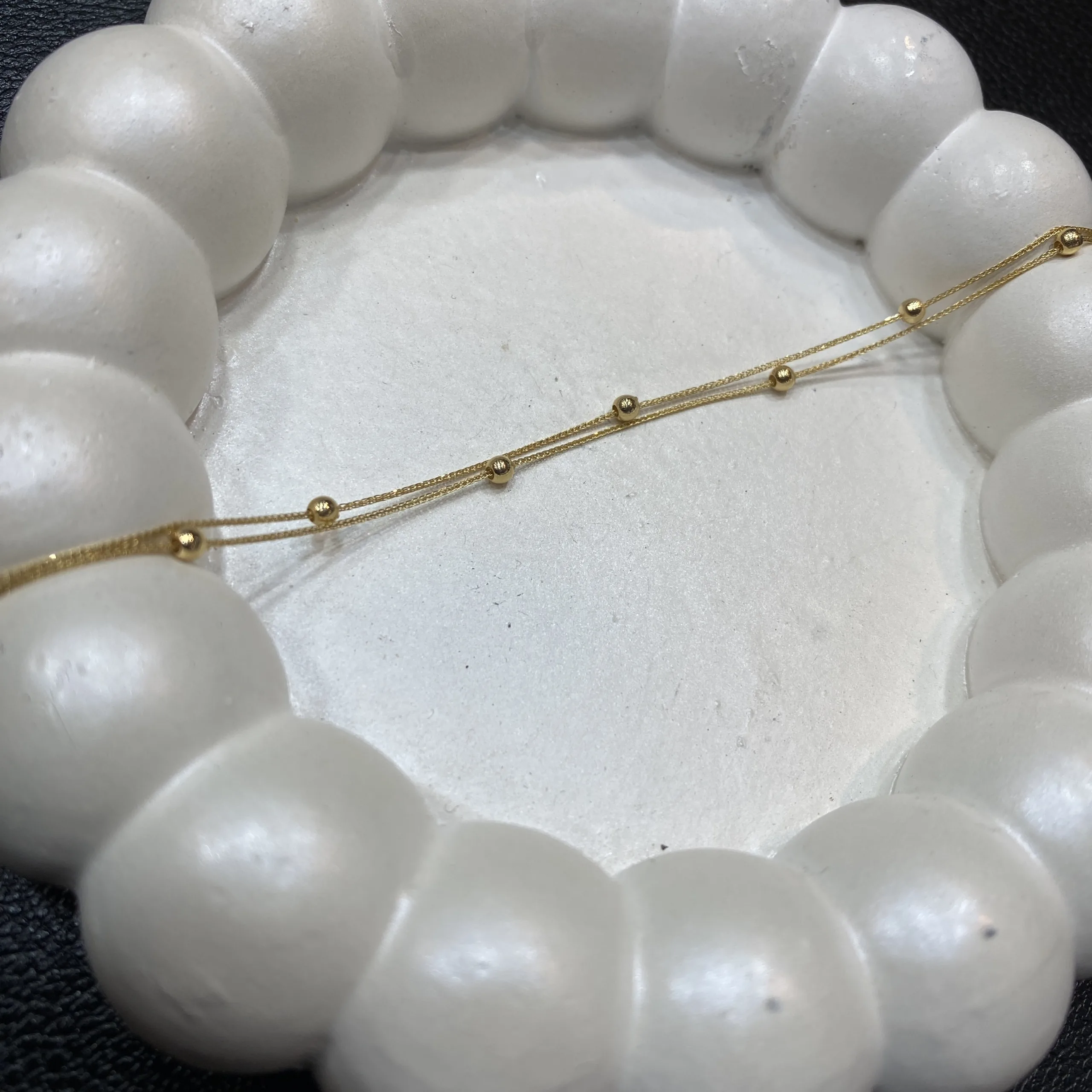 دستبند دو رج گوی طلا زنانه و دخترانه کد 1378