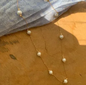 زنجیر طلا پنج مروارید البرنادو چسبان زنانه نمادار