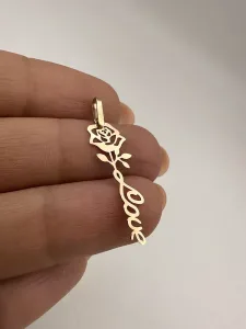 عکس پلاک لیزری طلا لاو و گل رز زنانه و دخترانه 18 عیار