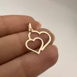 عکس پلاک لیزری طلا دو قلب زنانه و دخترانه نمادار