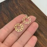 خرید گوشواره میخی لیزری طلا طرح گندم گرد زنانه و دخترانه