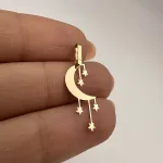 قیمت پلاک لیزری طلا ماه آویز ستاره زنانه و دخترانه ظریف