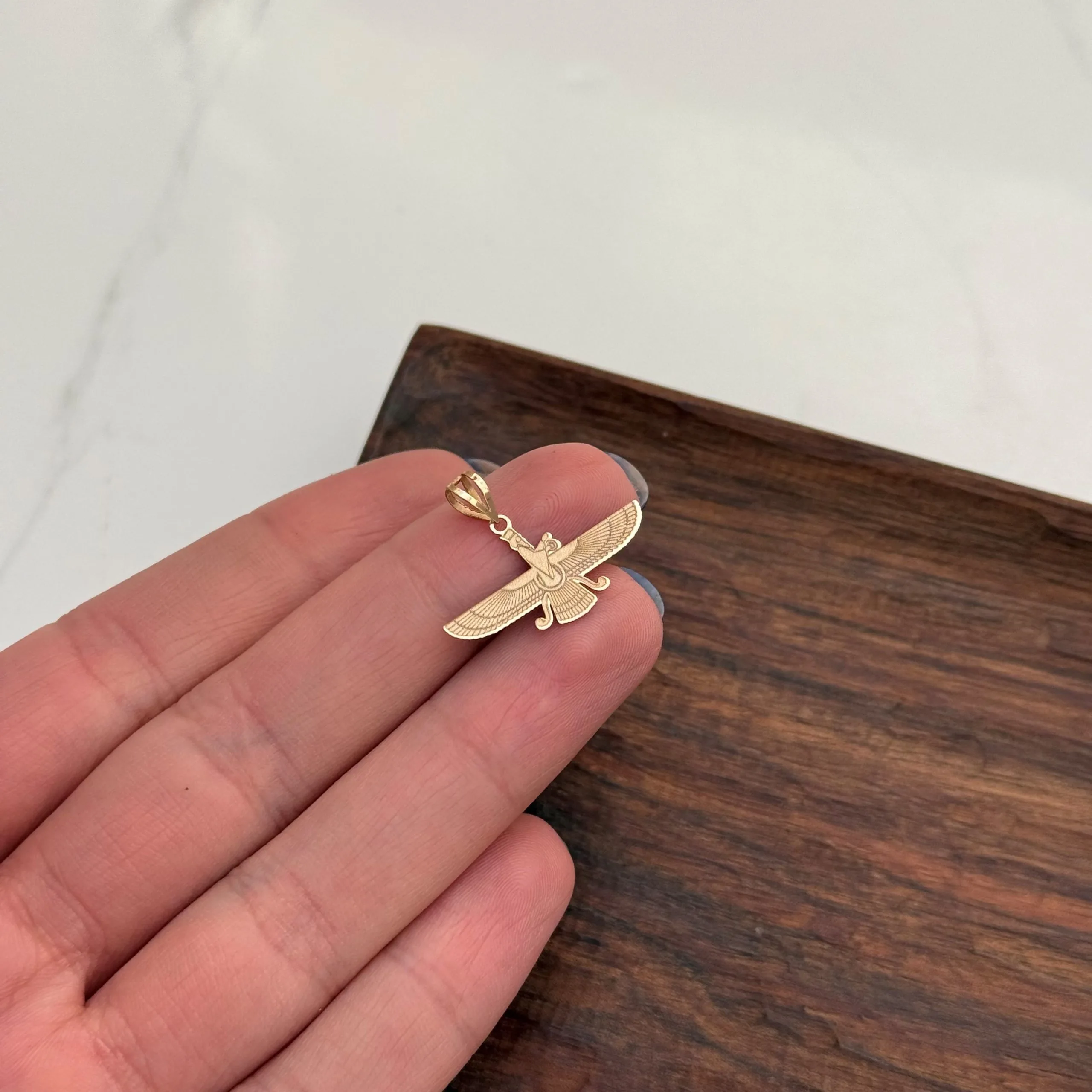 قیمت پلاک لیزری طلا فروهر زنانه و مردانه زیر یک گرم نمادار و ظریف