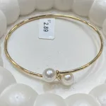 عکس دستبند طلا بنگل مروارید زنانه و دخترانه 18 عیار
