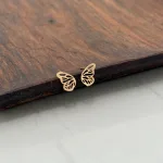 قیمت گوشواره میخی لیزری طلا بال پروانه زنانه و دخترانه نمادار