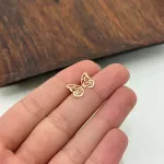 خزید گوشواره میخی لیزری طلا بال پروانه زنانه و دخترانه ظریف