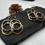 قیمت گوشواره طلا متصل طرح شش ضلعی زنانه و دخترانه 18 عیار