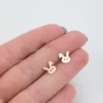 قیمت گوشواره میخی لیزری طلا خرگوش زنانه و دخترانه ظریف