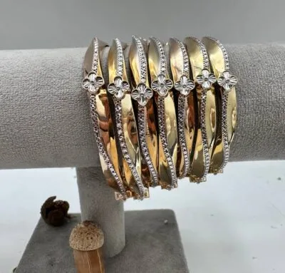 قیمت النگو طلا صدفی ونکلیف دو رنگ زنانه و دخترانه 18 عیار