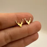 قیمت گوشواره میخی لیزری طلا طرح گوزن زنانه و دخترانه 18 عیار