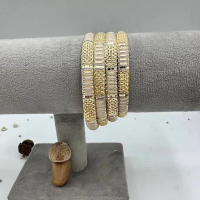 خرید النگو طلا طرح دامله یزدی مستطیلی دو رنگ زنانه و دخترانه نمادار