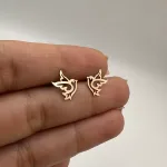 قیمت خرید گوشواره میخی لیزری طلا ۱۸ عیار طرح پرنده پرستو جدید شیک