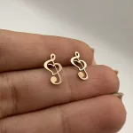 عکس گوشواره میخی لیزری طلا نوت و قلب زنانه و دخترانه جدید و شیک