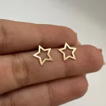 عکس گوشواره لیزری طلا ستاره توخالی زنانه و دخترانه نمادار