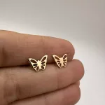 خرید گوشواره میخی لیزری طلا پروانه زنانه و دخترانه سبک و نمادار