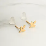 قیمت گوشواره لیزری میخی برگ طلای 18 عیار زنانه و دخترانه مینیمال