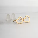 قیمت گوشواره لیزری میخی قلب طلای 18 عیار زنانه و دخترانه مینیمال