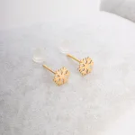 قیمت گوشواره لیزری میخی برف زنانه و دخترانه طلا 18 عیار با وزن سبک