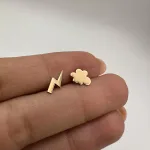 قیمت گوشواره میخی لیزری طلا ابر و رعد وبرق زنانه و دخترانه شیک و جدید 18 عیار