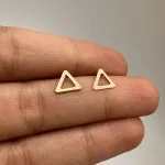 خرید گوشواره میخی لیزری طلا مثلث زنانه و دخترانه زیر یک گرم