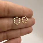 خرید گوشواره میخی لیزری طلا گل زنانه و دخترانه نمادار