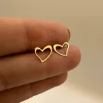 خرید گوشواره میخی لیزری طلا قلب زنانه و دخترانه زیر یک گرم