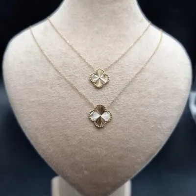 خرید گردنبند طلا ونکلیف تراش دور طلایی زنانه و دخترانه 18 عیار