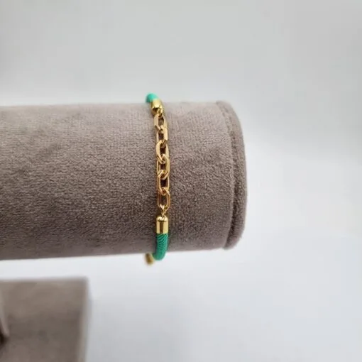 خرید دستبند طلا هرمس بندی سبز زنانه و دخترانه 18 عیار