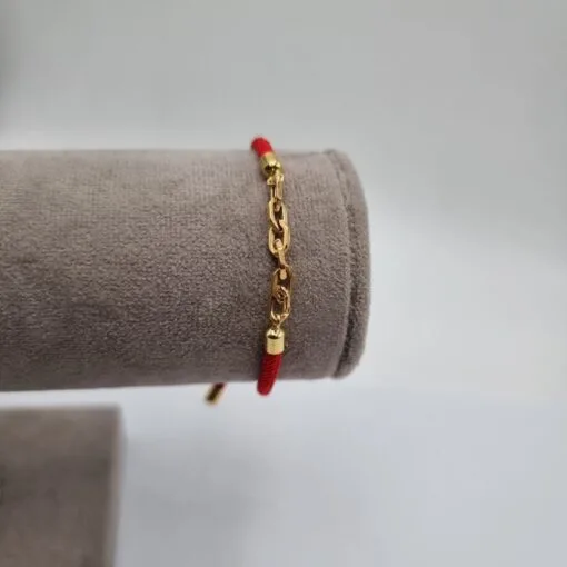 خرید دستبند طلا هرمس بندی قرمز زنانه و دخترانه نمادار