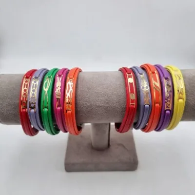 خرید دستبند طلا چرم رنگی زنانه و دخترانه لوکس و زیر یک گرم