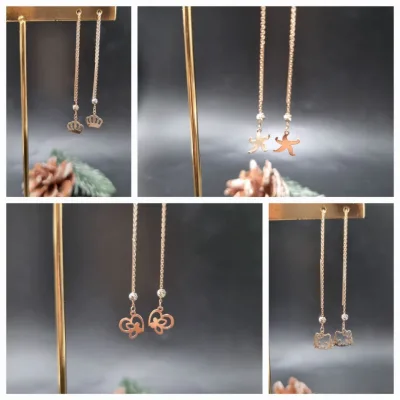 عکس گوشواره طلا بخیه البرنادو زنانه و دخترانه ظریف